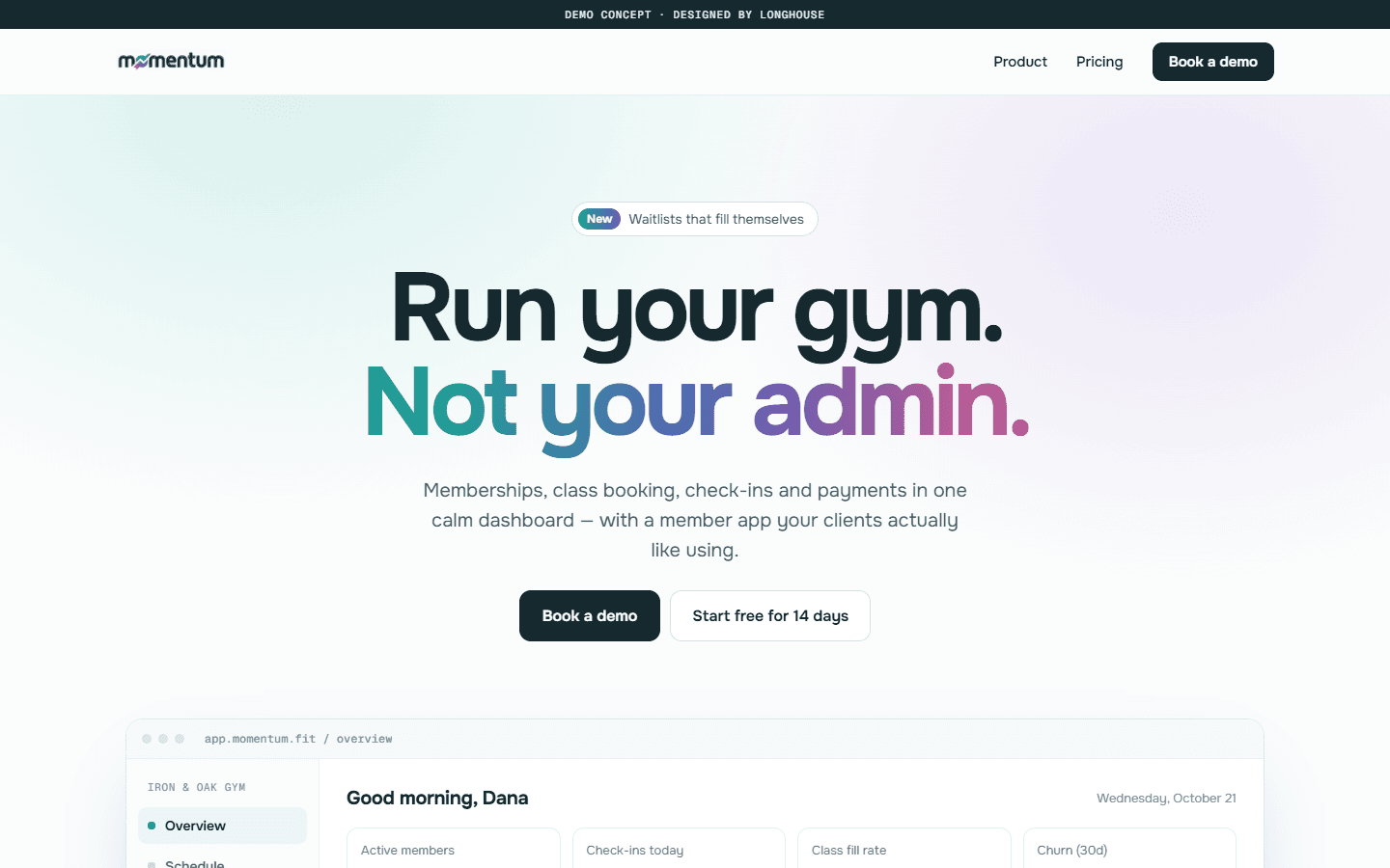 Momentum website homepage