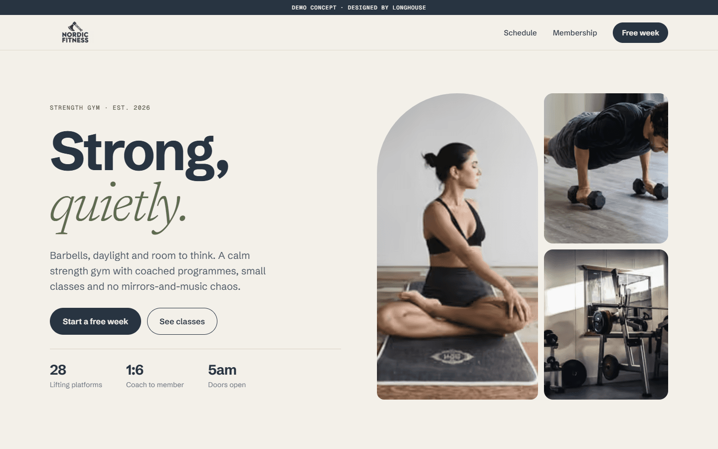 Nordic Fitness website homepage